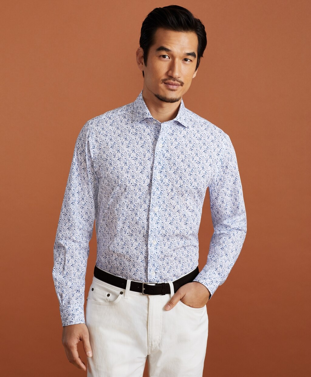 Golden Fleece® Regent Fit Flower-Print Poplin Sport Shirt