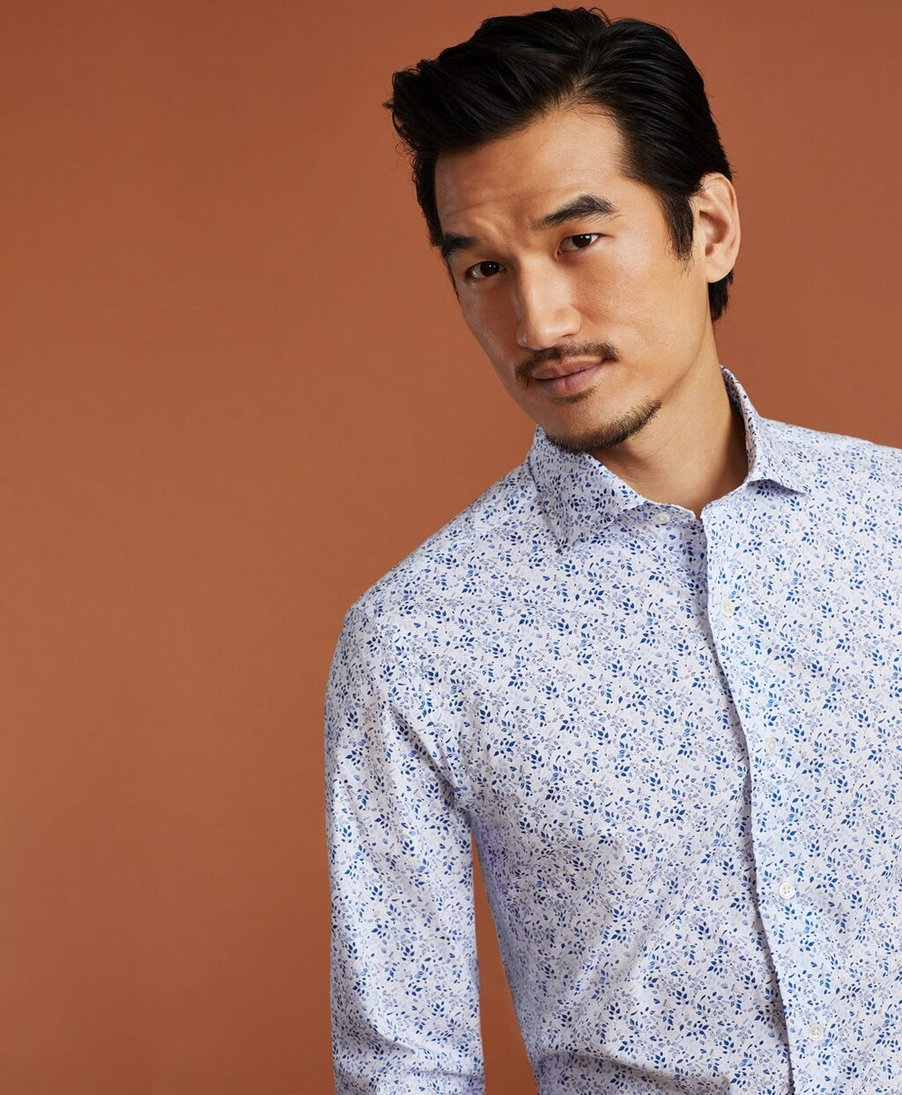 Golden Fleece® Regent Fit Flower-Print Poplin Sport Shirt