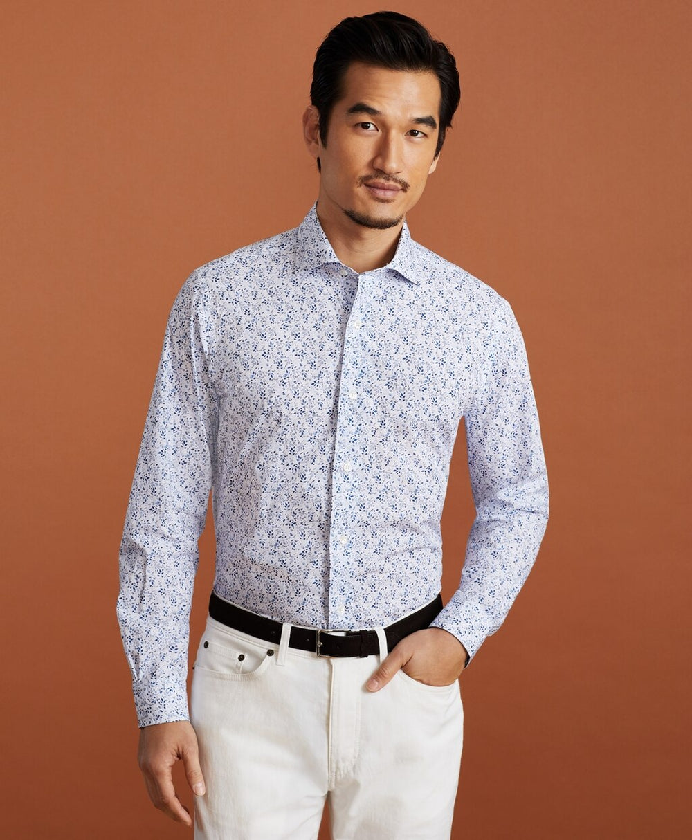 Golden Fleece® Regent Fit Flower-Print Poplin Sport Shirt