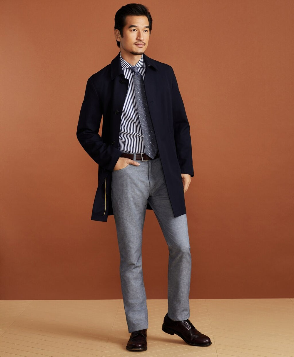 Golden Fleece® Five-Pocket Stretch Cotton-Linen Trousers