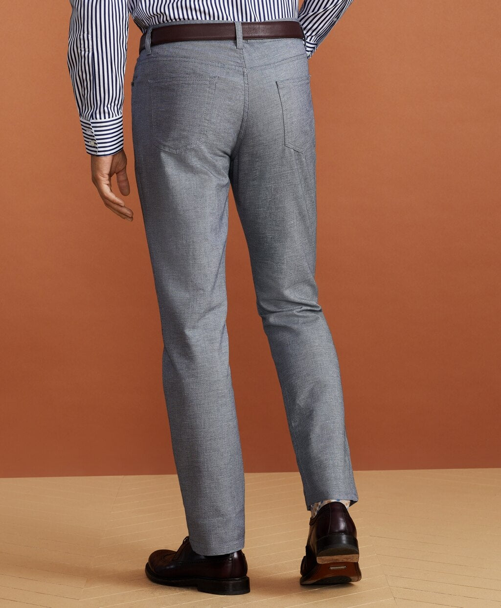 Golden Fleece® Five-Pocket Stretch Cotton-Linen Trousers