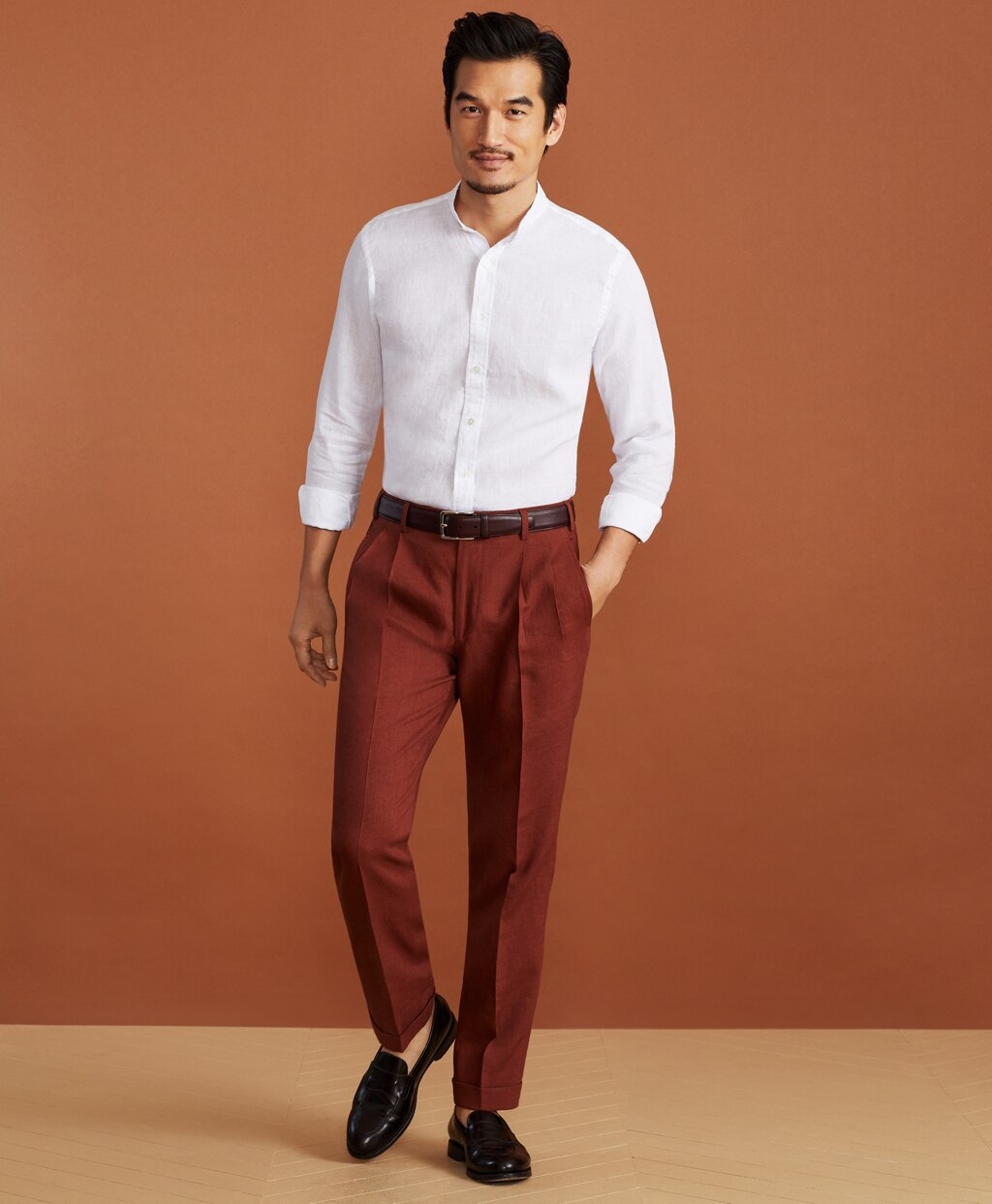 Golden Fleece® Linen Pleated Chino Trousers