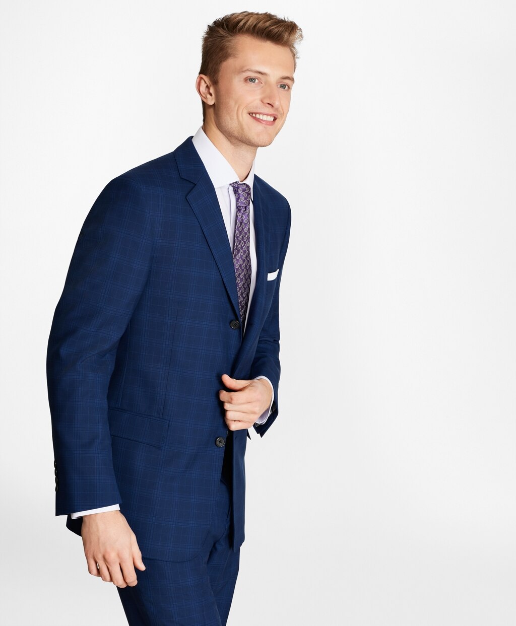 Regent Fit Saxxon™ Wool Three-Button Plaid 1818 Suit