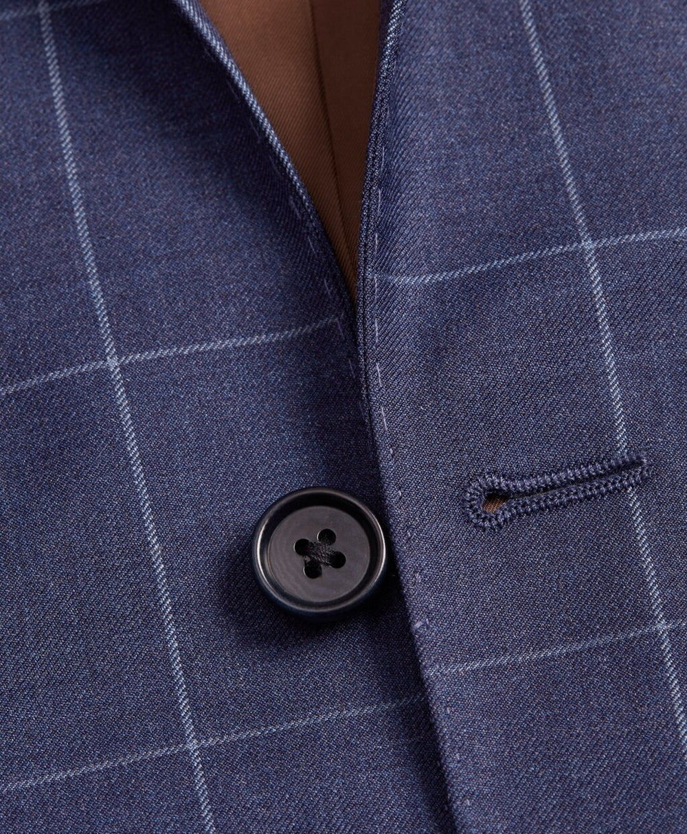 BrooksGate™ Regent-Fit Windowpane Wool Twill Suit Jacket