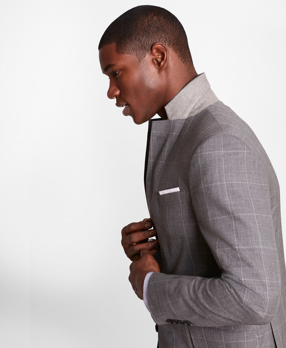 BrooksGate™ Regent-Fit Windowpane Wool Suit Jacket