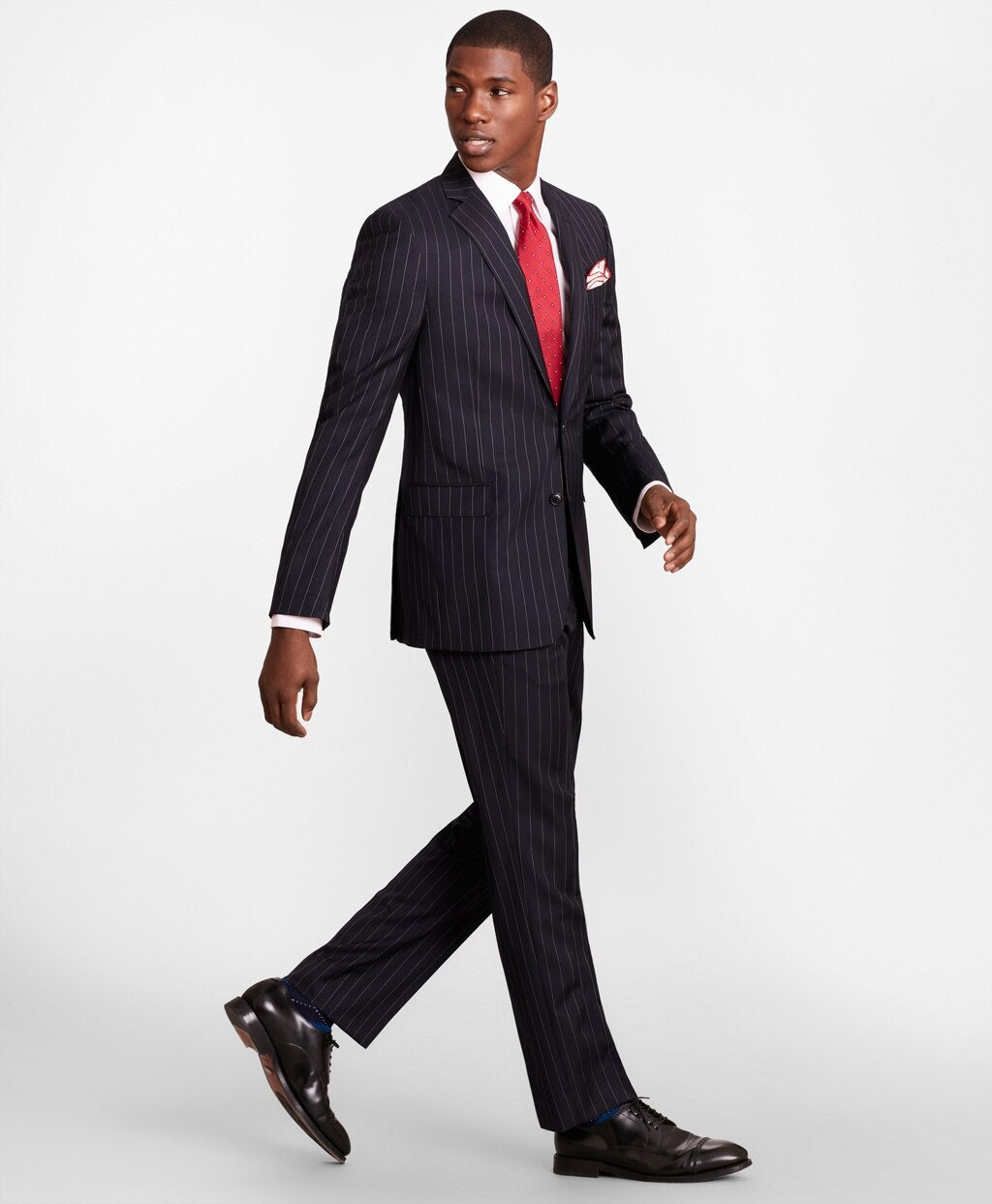 BrooksGate™ Regent-Fit Bead-Stripe Wool Twill Suit Pants