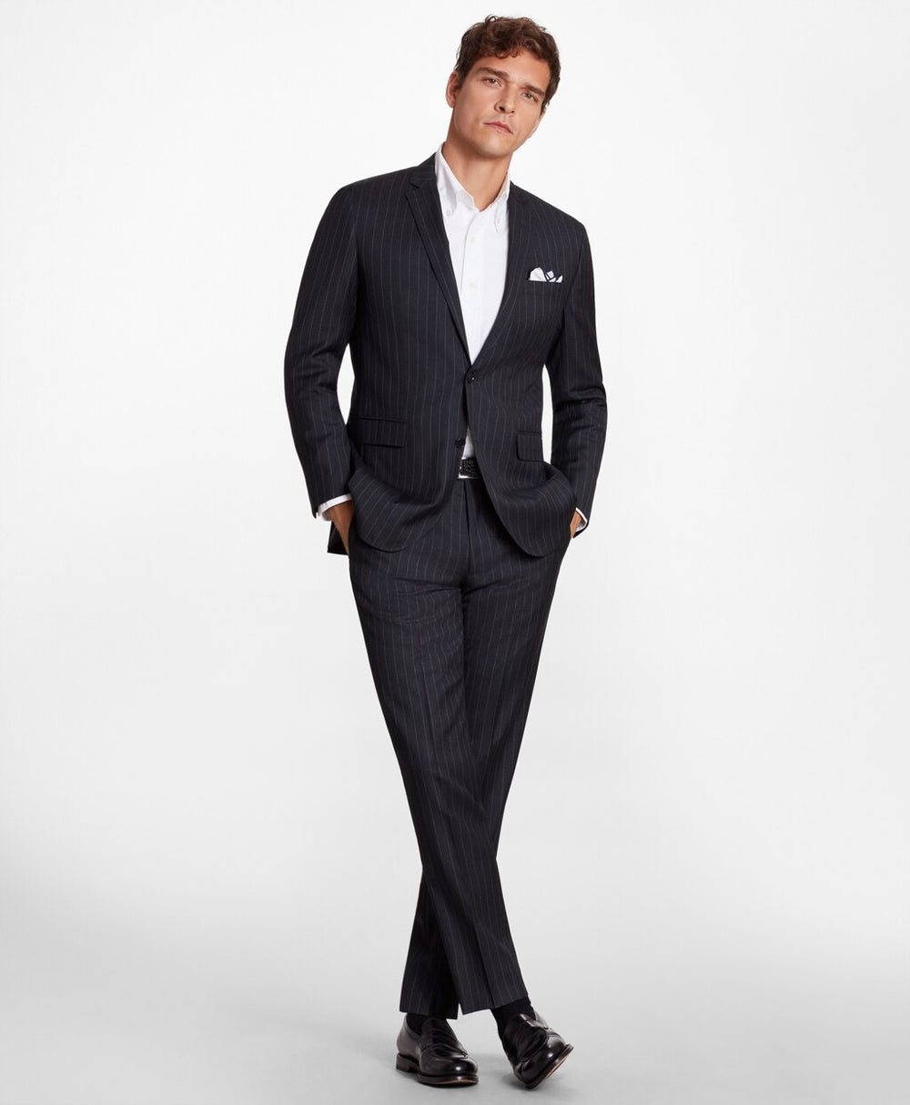 BrooksGate™ Milano-Fit Striped Wool Twill Suit Pants