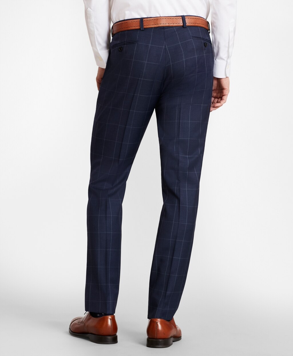 BrooksGate™ Milano-Fit Windowpane Wool Twill Suit Pants