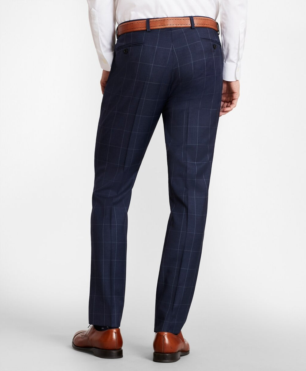 BrooksGate™ Milano-Fit Windowpane Wool Twill Suit Pants