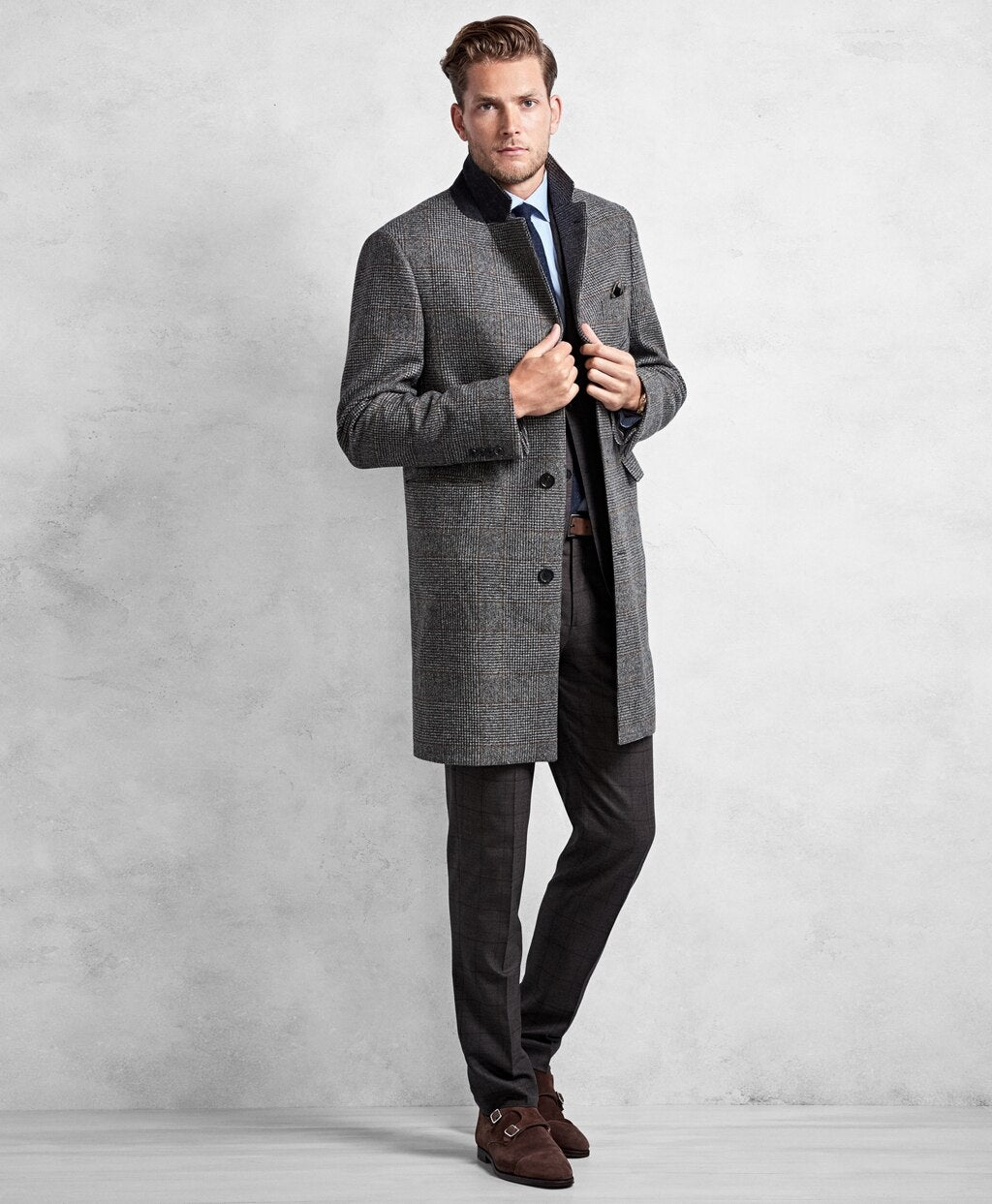 Golden Fleece® Black and White Plaid Topcoat