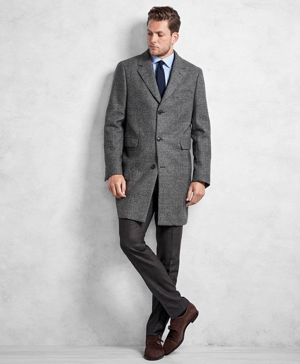 Golden Fleece® Black and White Plaid Topcoat