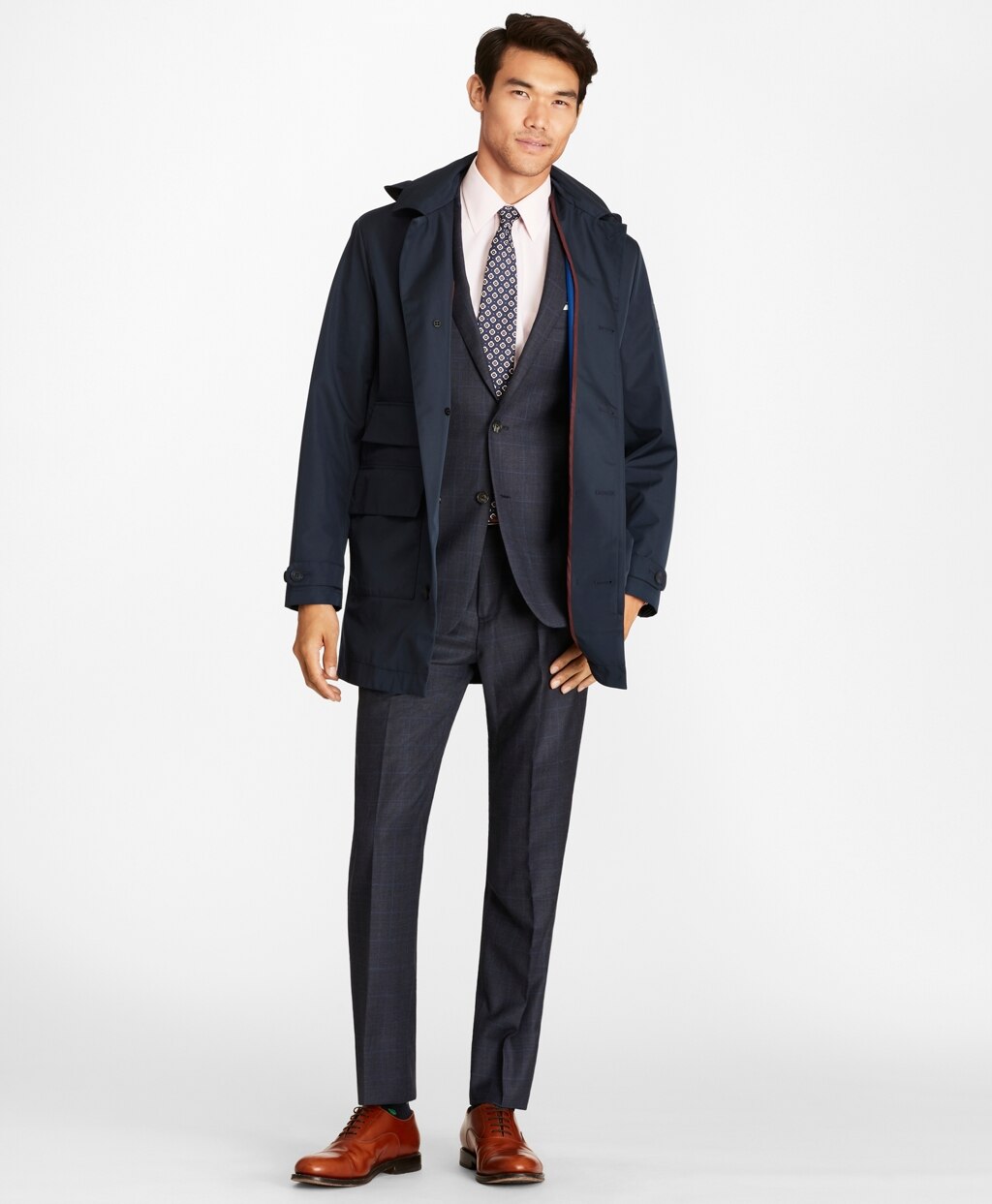 Water-Repellent Hooded Trench Coat