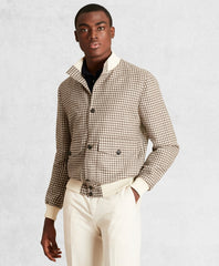 Golden Fleece® Wool Linen Houndstooth Bomber Jacket