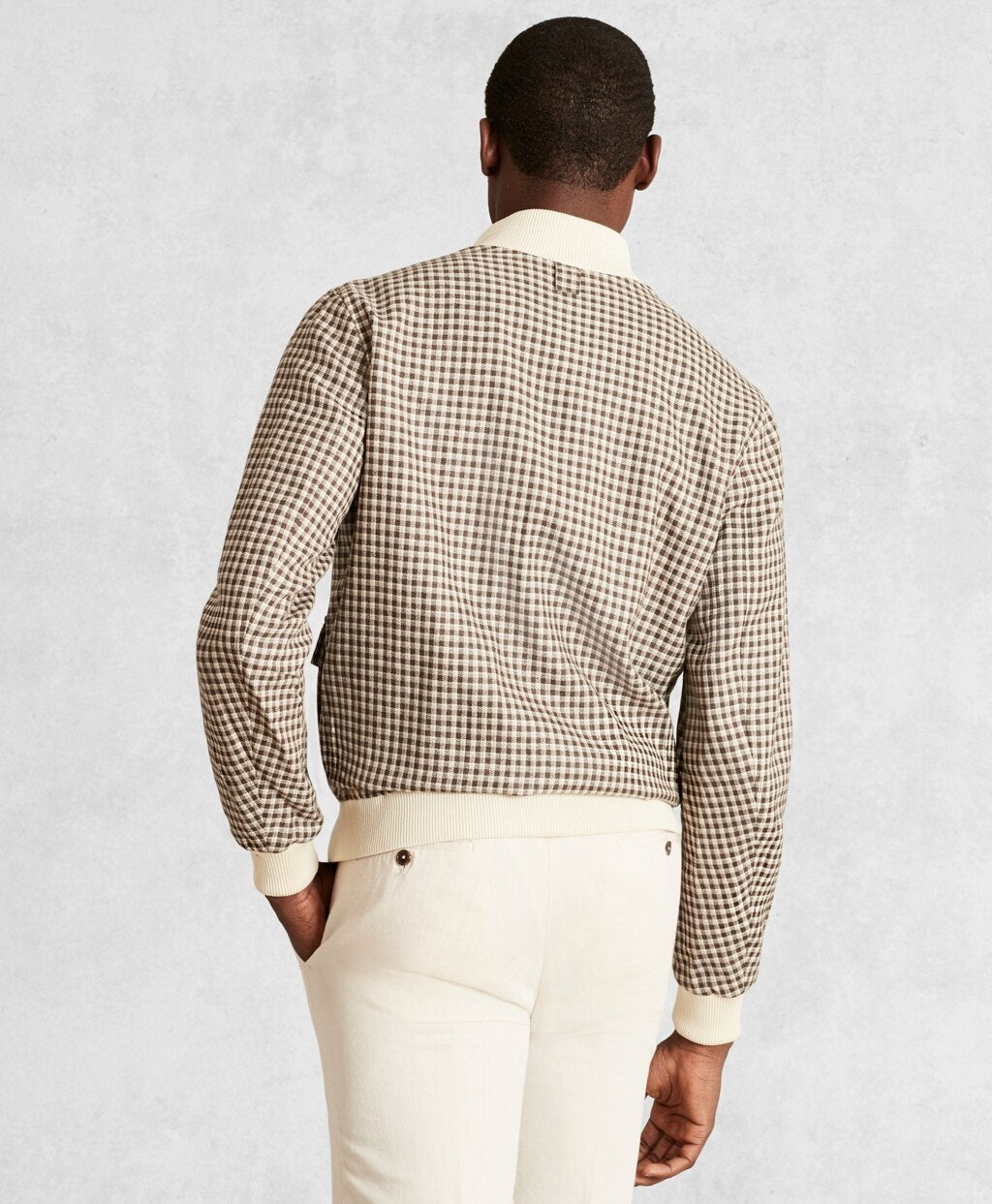 Golden Fleece® Wool Linen Houndstooth Bomber Jacket