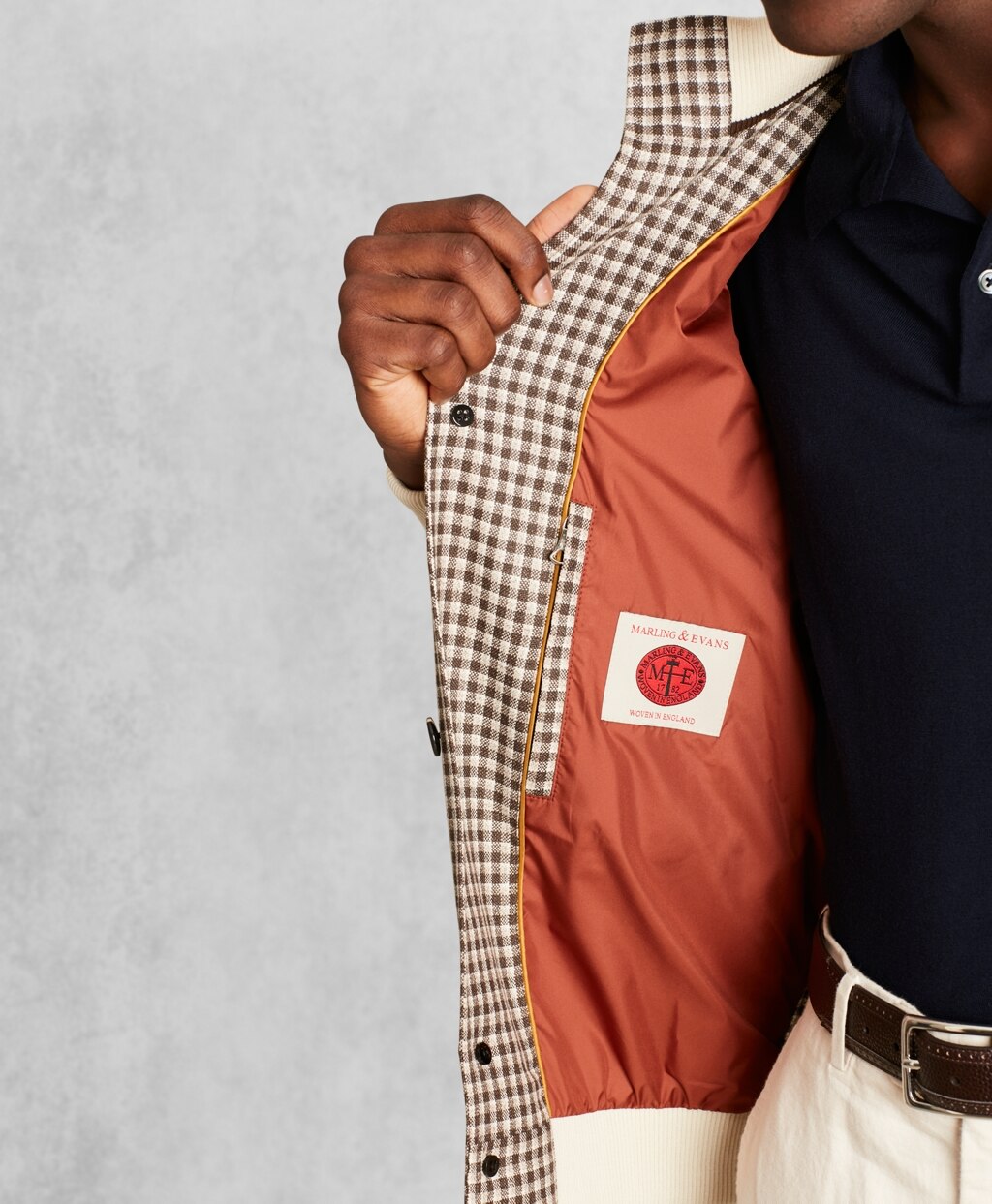 Golden Fleece® Wool Linen Houndstooth Bomber Jacket