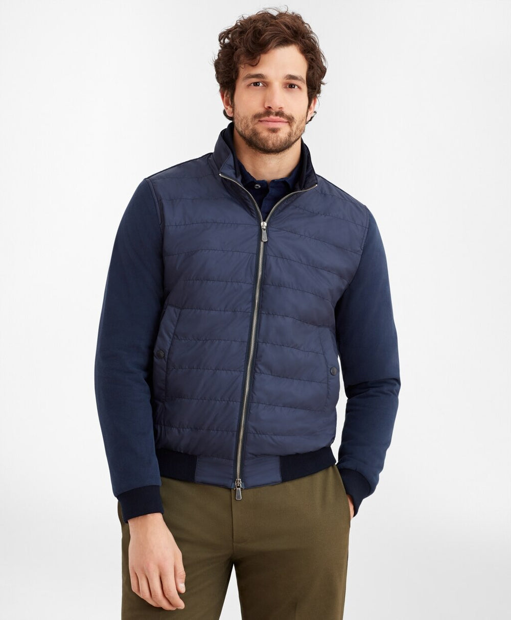 Mixed-Media Quilted Bomber Jacket
