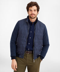 Mixed-Media Quilted Bomber Jacket