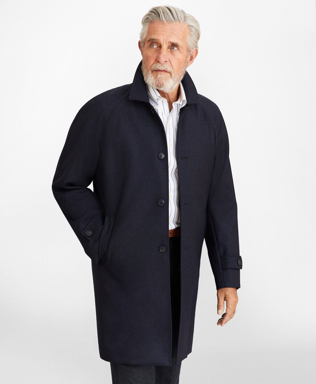 Water-Repellent Wool Raglan Trench Coat