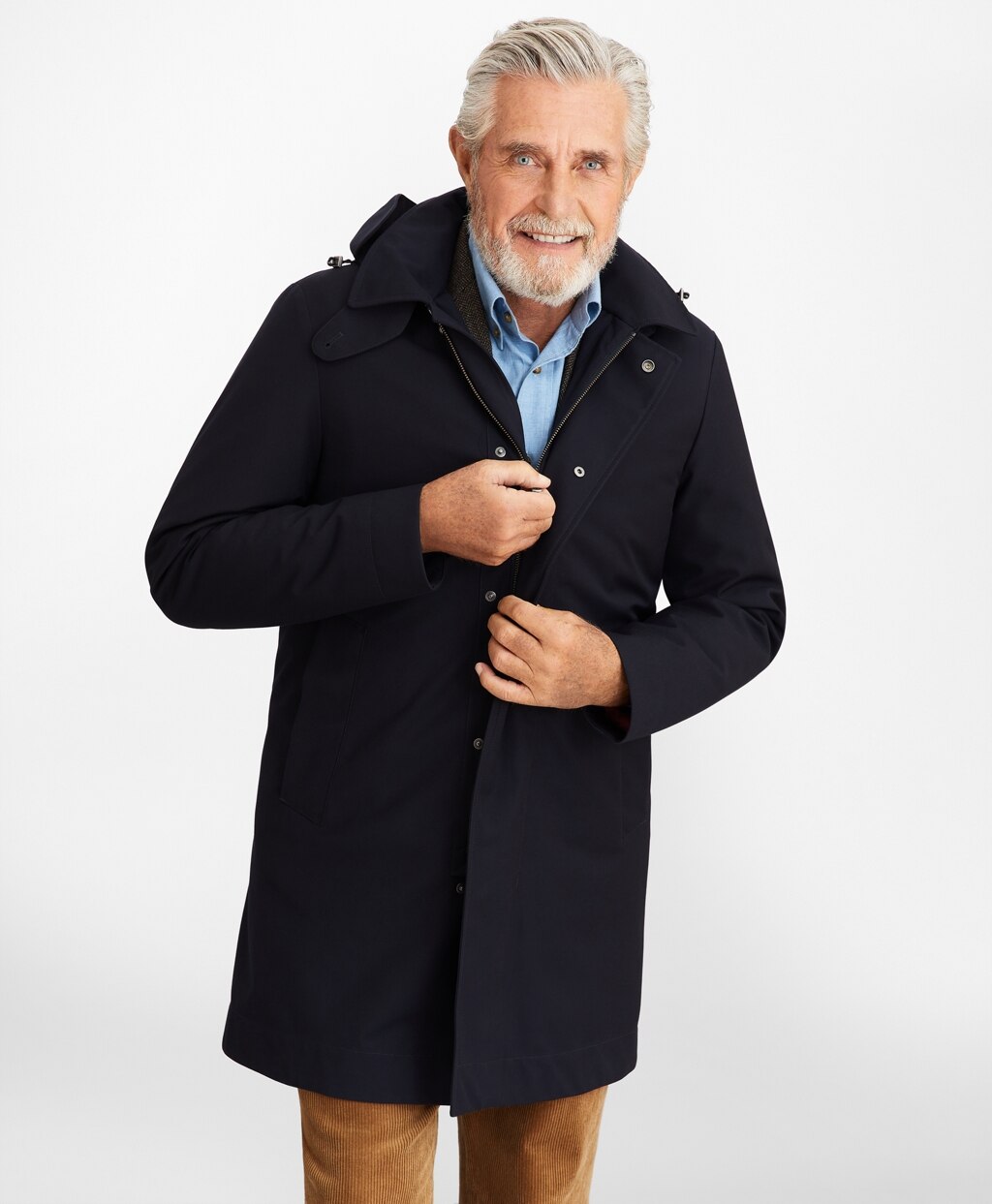 Bonded Twill Hooded Topcoat