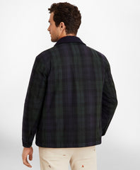 Black Watch Tartan Waxed Cotton Barn Coat