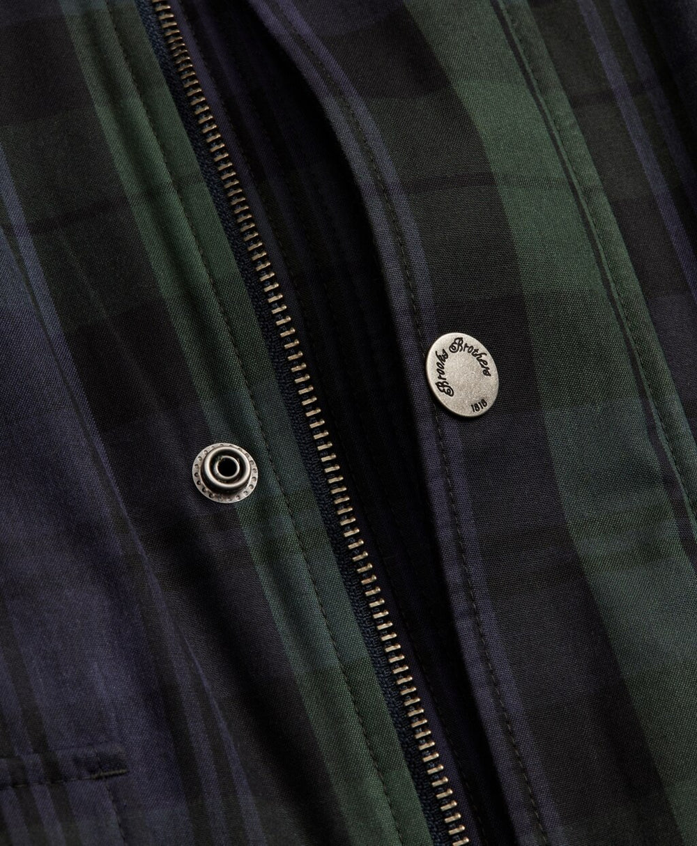 Black Watch Tartan Waxed Cotton Barn Coat