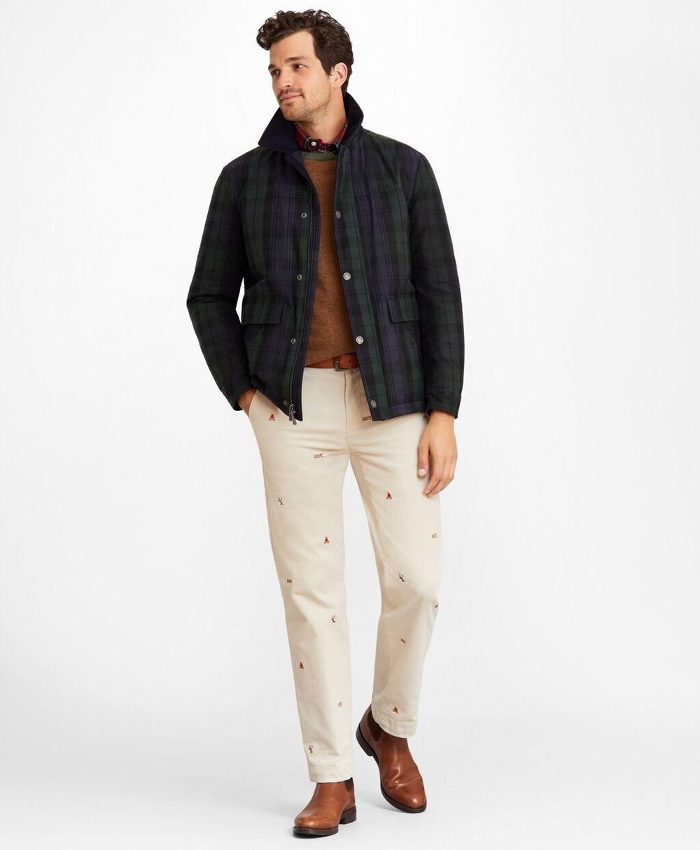 Black Watch Tartan Waxed Cotton Barn Coat