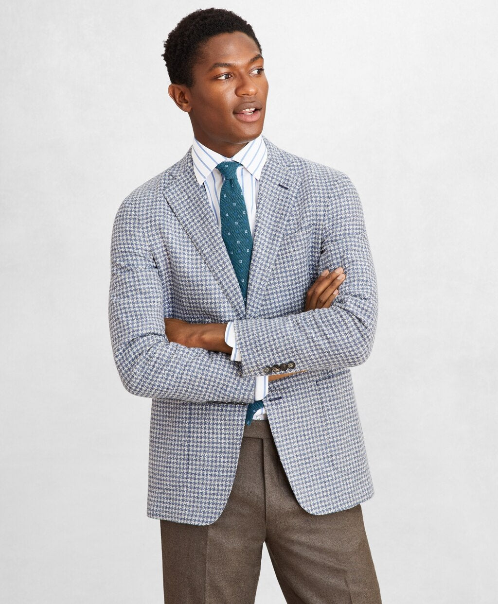Golden Fleece® Wool-Blend Houndstooth Blue Sport Coat