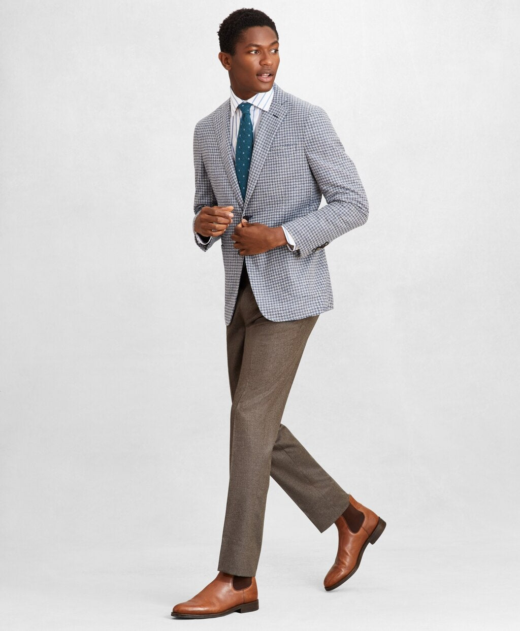 Golden Fleece® Wool-Blend Houndstooth Blue Sport Coat