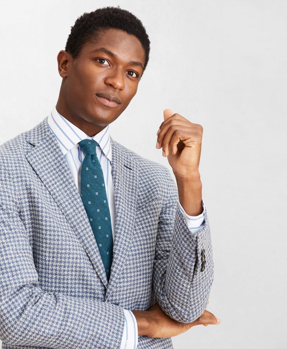 Golden Fleece® Wool-Blend Houndstooth Blue Sport Coat