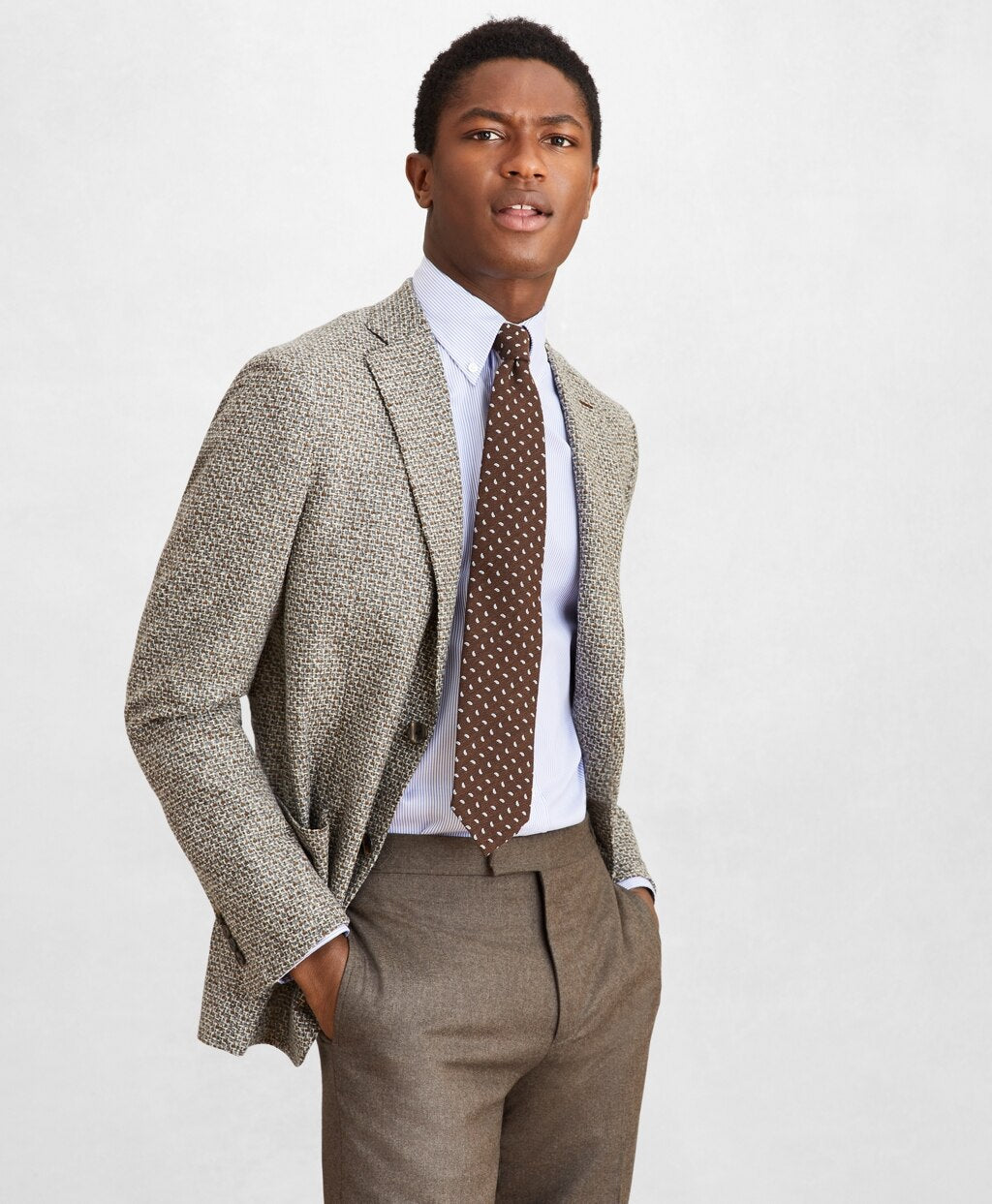 Golden Fleece® Wool-Blend Houndstooth Brown Sport Coat