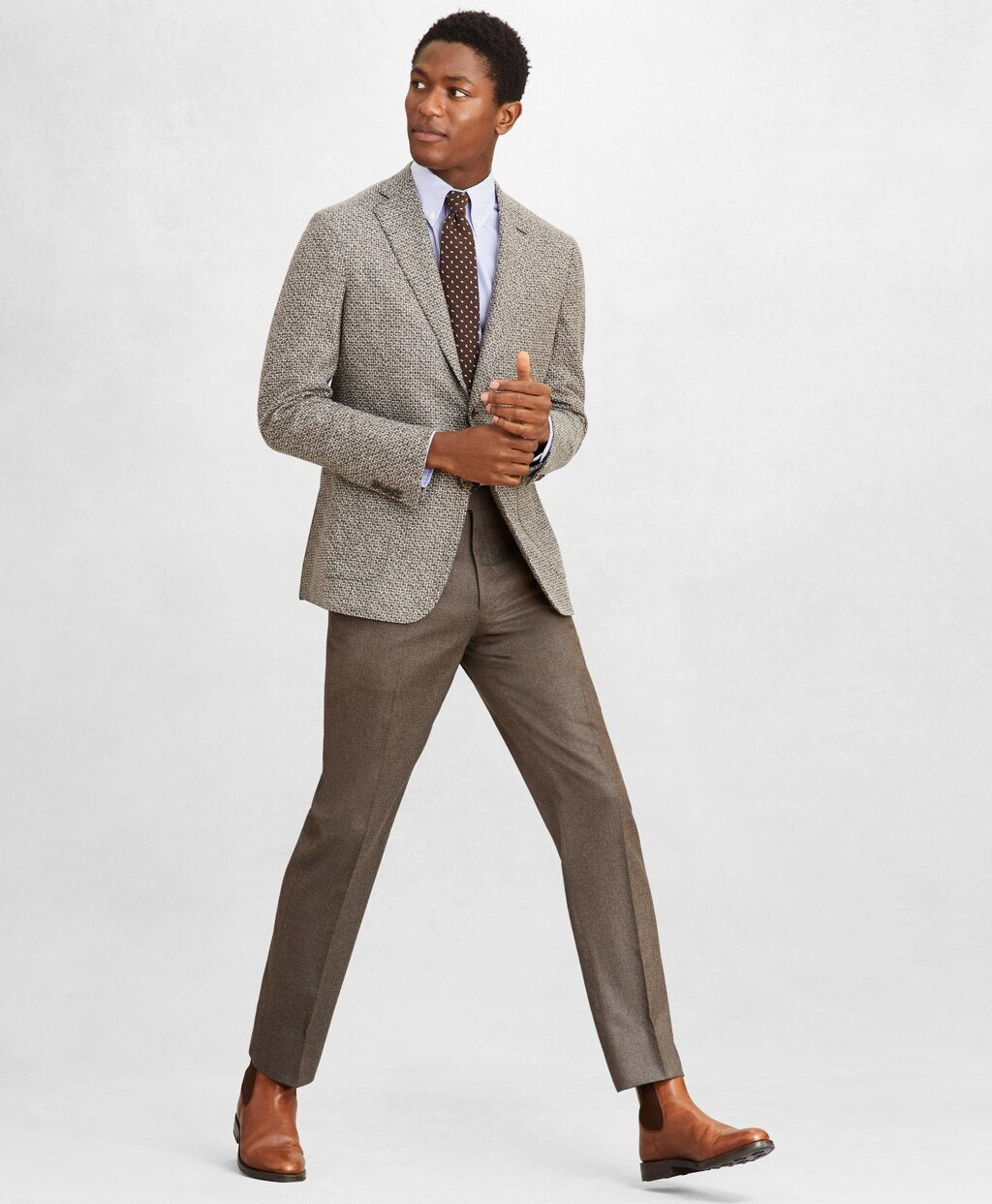 Golden Fleece® Wool-Blend Houndstooth Brown Sport Coat