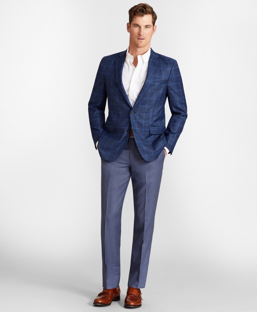 Regent Fit Hopsack Windowpane Sport Coat
