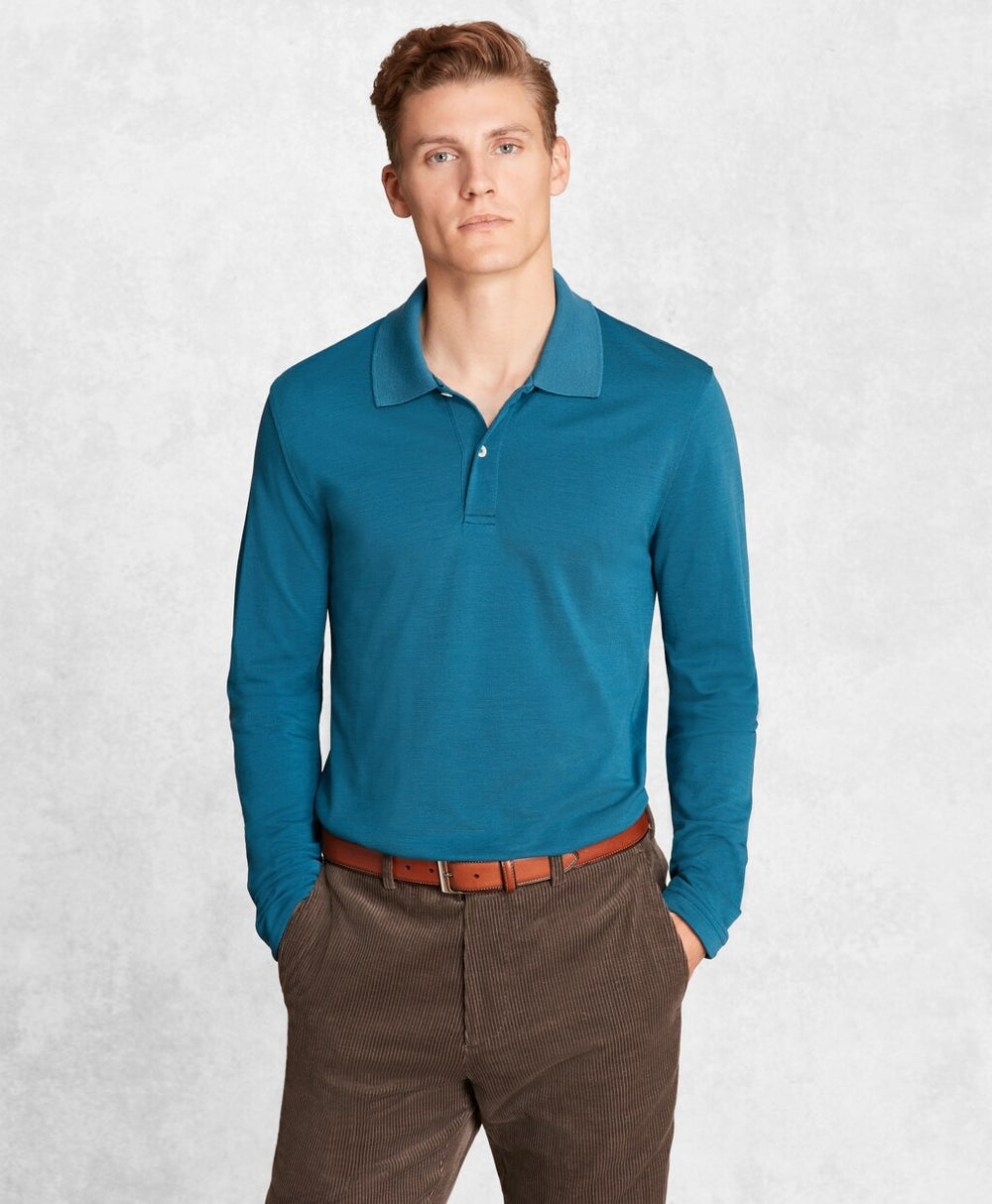 Golden Fleece® BrooksTech™ Two-Button Long-Sleeve Polo Shirt