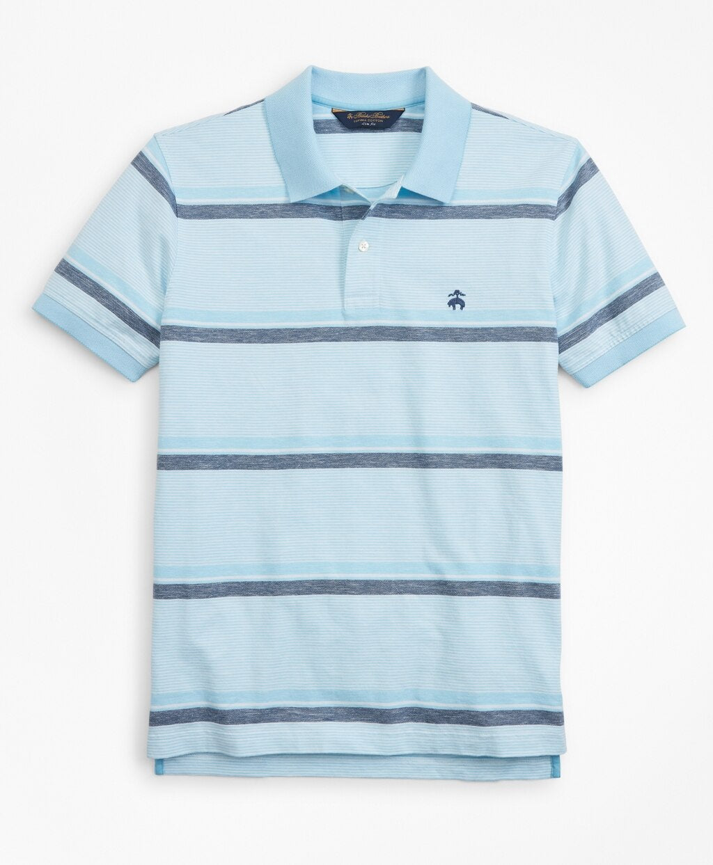 Slim Fit Cotton and Linen Horizontal Stripe Polo Shirt