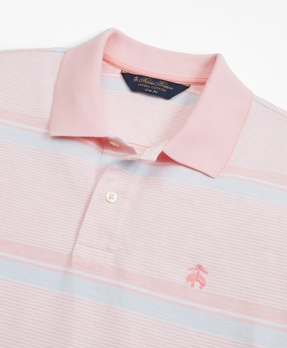 Original Fit Cotton and Linen Horizontal Stripe Polo Shirt