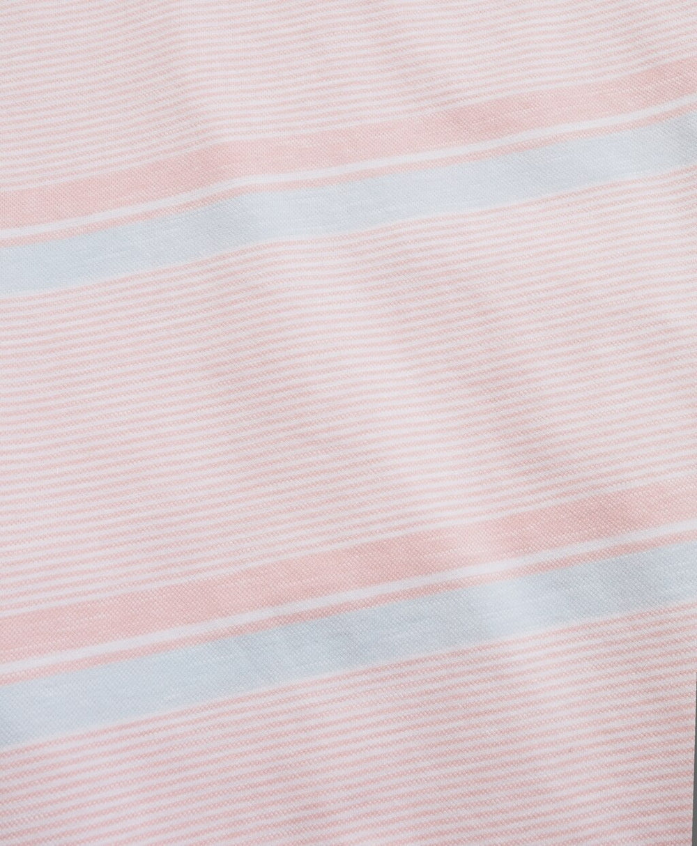 Original Fit Cotton and Linen Horizontal Stripe Polo Shirt