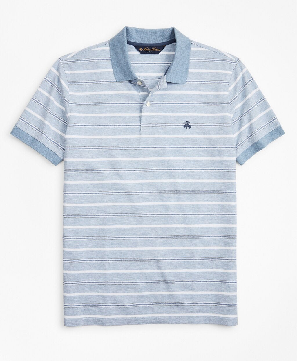 Slim Fit Cotton and Linen Stripe Polo Shirt