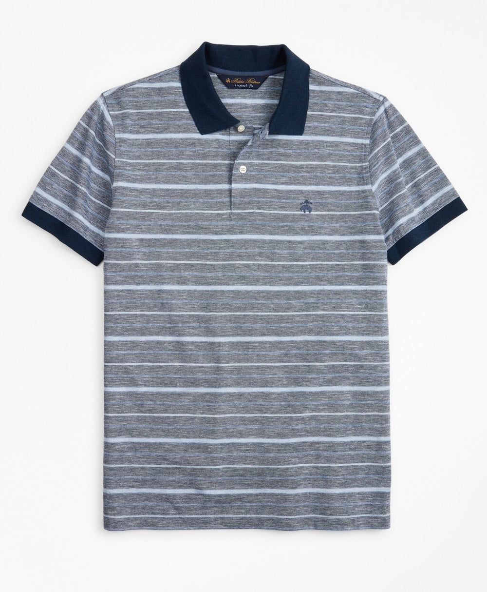 Original Fit Cotton and Linen Stripe Polo Shirt