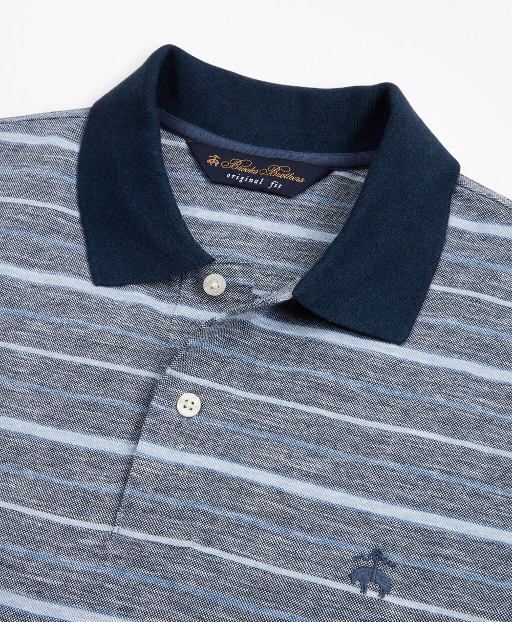 Original Fit Cotton and Linen Stripe Polo Shirt