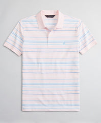 Slim Fit Cotton and Linen Slub Stripe Polo Shirt