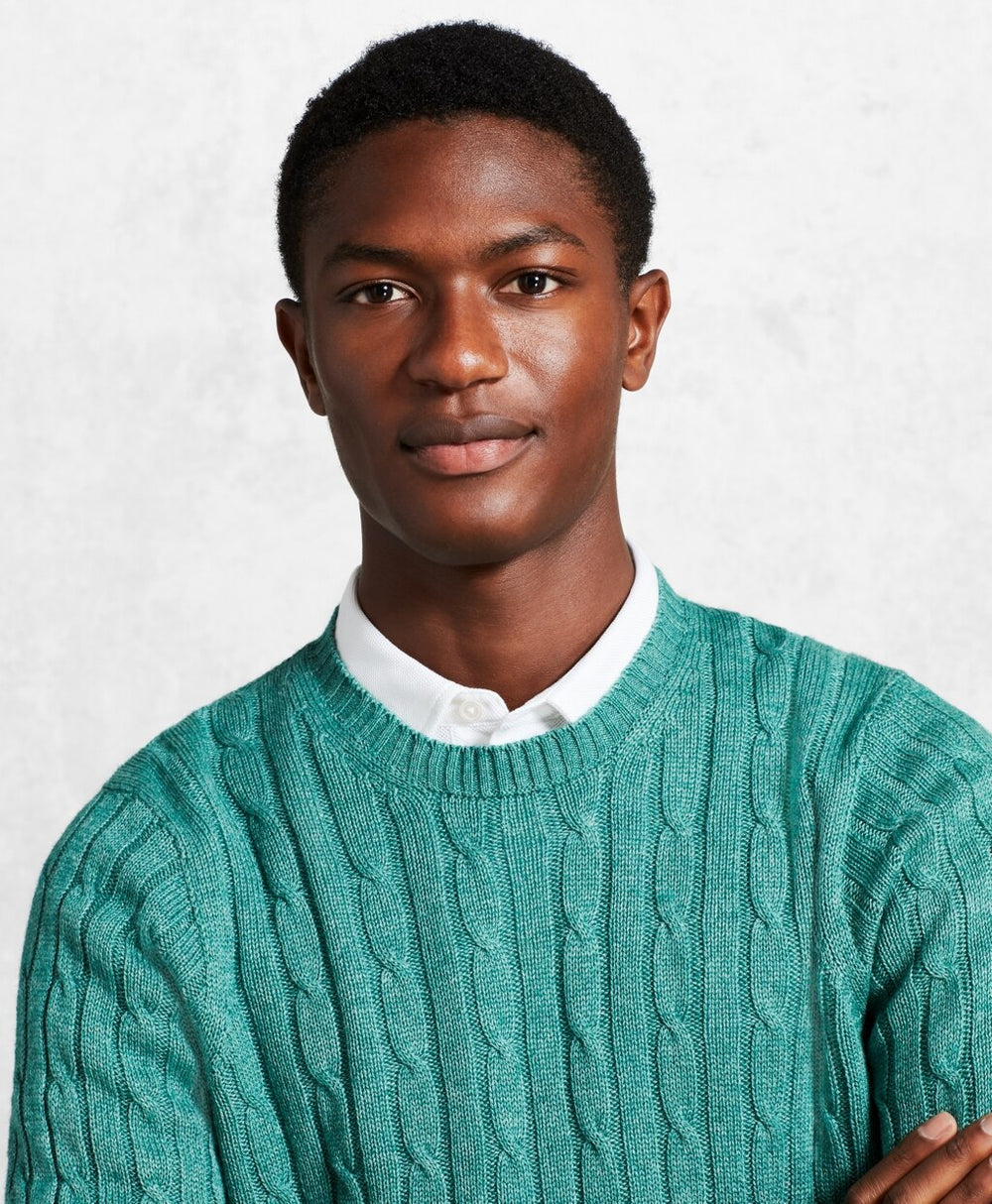 Golden Fleece® 3-D Knit Cable Crewneck Sweater