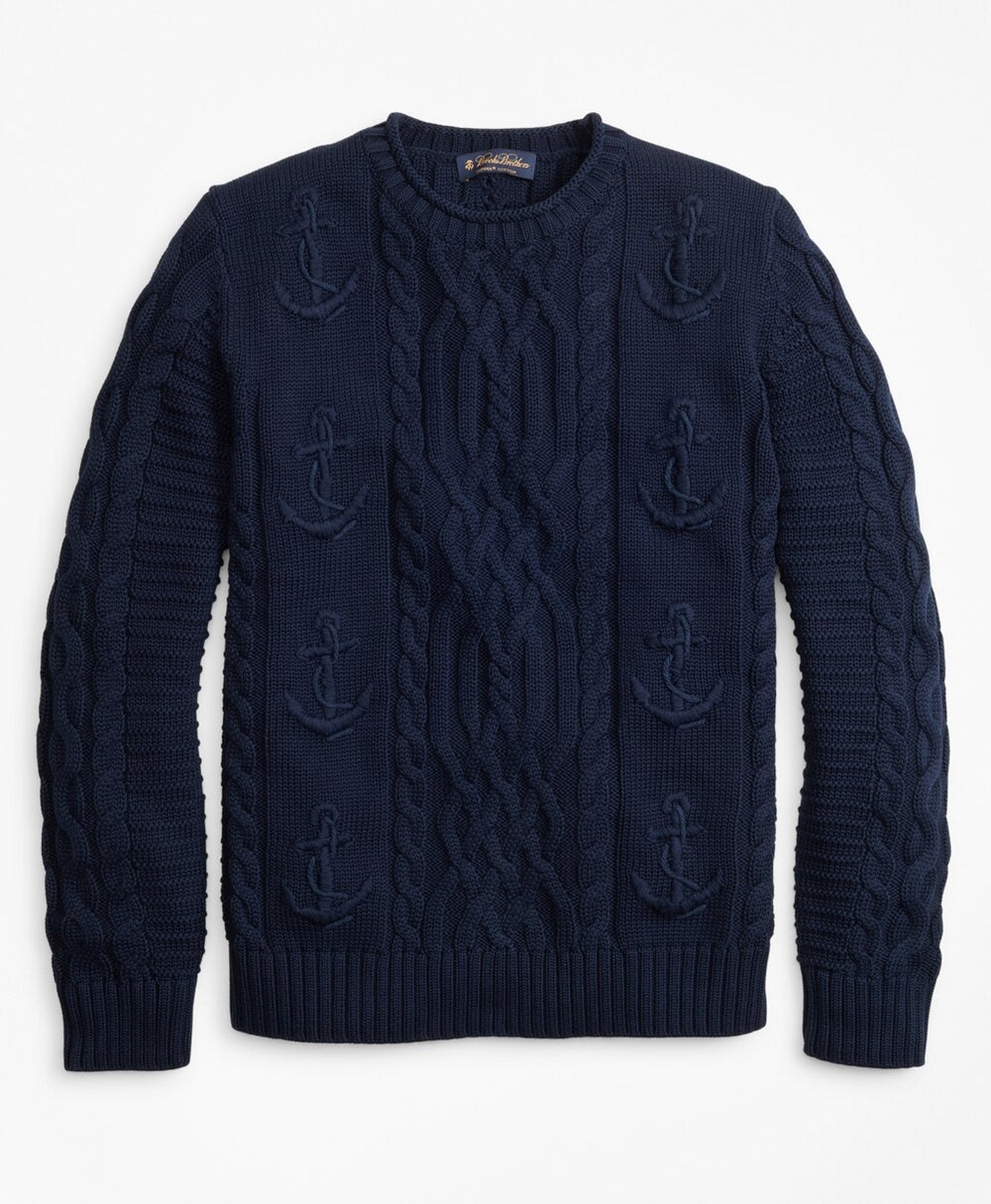 Supima® Cotton Anchor Cable Rollneck Sweater