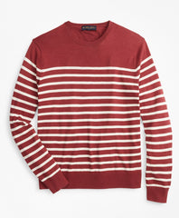 Silk and Cotton Stripe Crewneck Sweater
