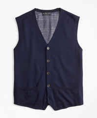 Washable Merino Wool Plaid Back Waistcoat