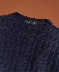 Golden Fleece® 3-D Knit Fine-Gauge Cashmere-Silk Textured Crewneck Sweater