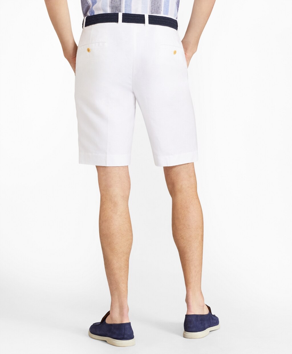 Houndstooth Cotton and Linen Bermuda Shorts