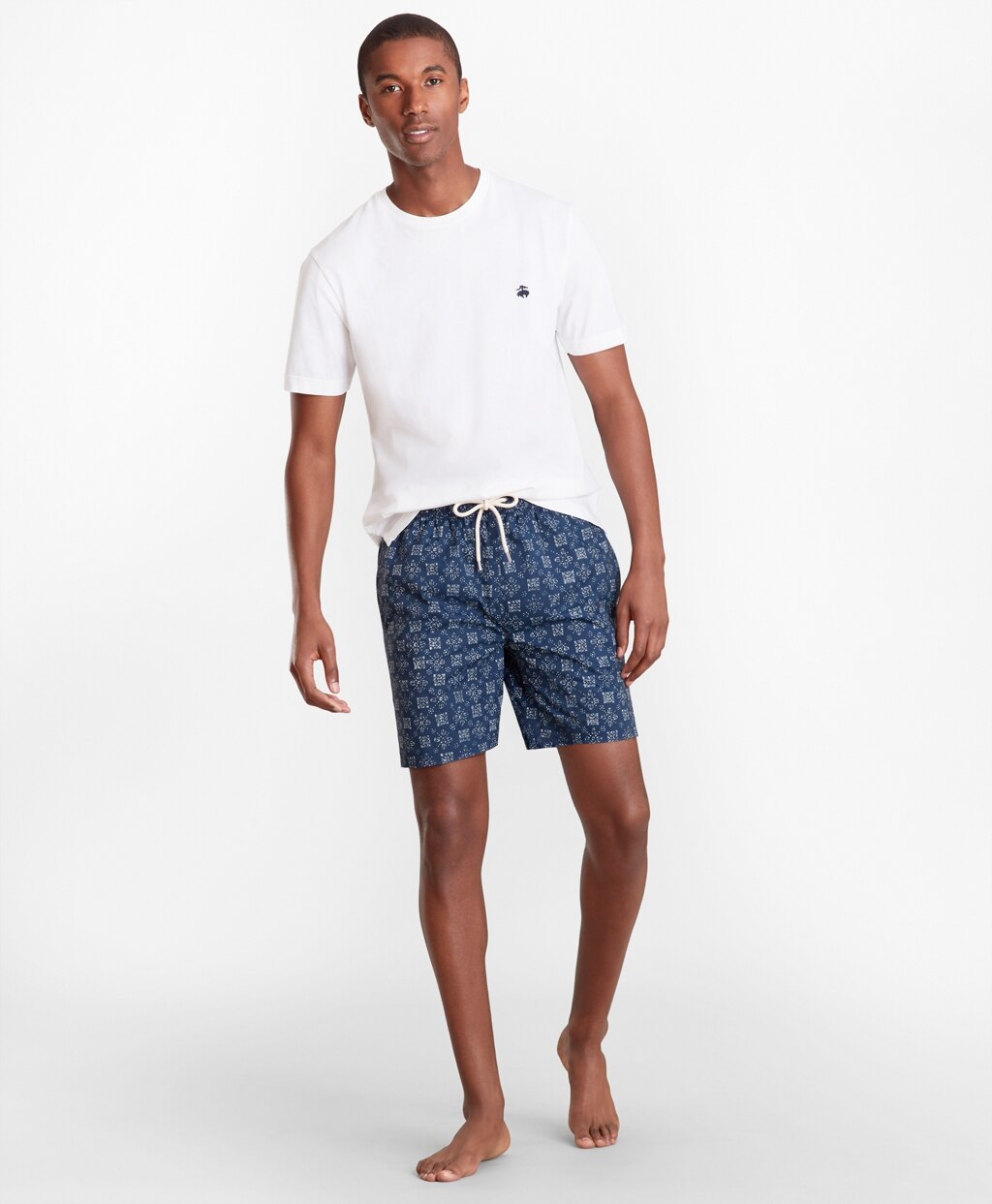 Montauk 6" Indigo Foulard Print Swim Trunks