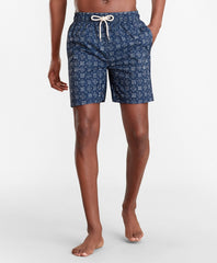 Montauk 6" Indigo Foulard Print Swim Trunks