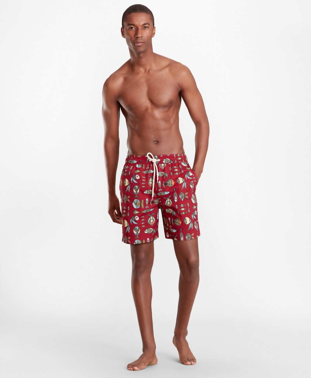 Montauk 6" Fish Print Swim Trunks