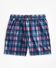Montauk 6" Indigo Plaid Print Swim Trunks